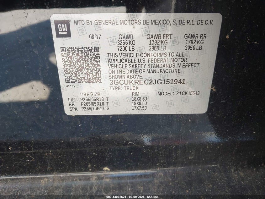 2018 CHEVROLET SILVERADO 1500 2LT - 3GCUKREC2JG151941