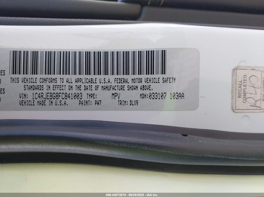 2015 JEEP GRAND CHEROKEE LIMITED - 1C4RJEBG8FC841003