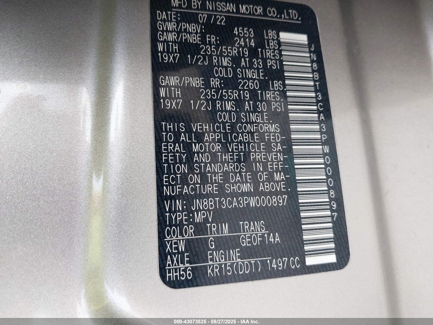 2023 NISSAN ROGUE SL FWD - JN8BT3CA3PW000897