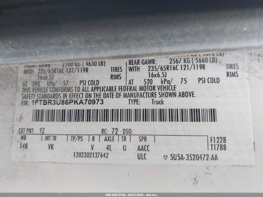 2023 Ford Transit-250 - 1FTBR3U86PKA70973