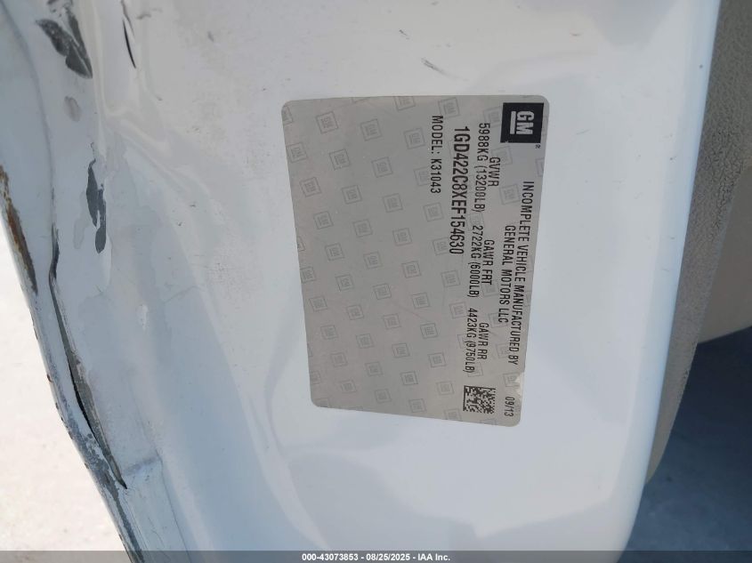 2014 GMC Sierra 3500Hd Chassis Work Truck VIN: 1GD422C8XEF154630 Lot: 43073853