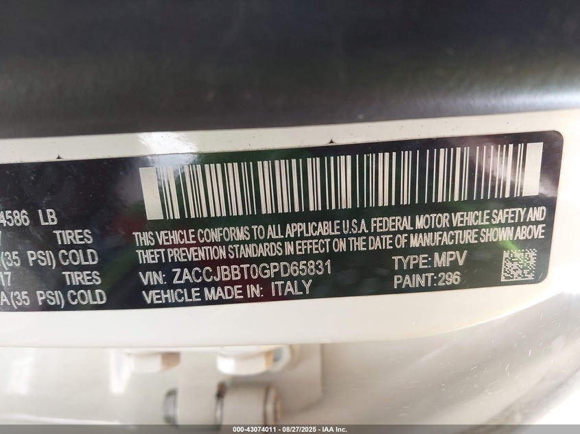 2016 JEEP RENEGADE LATITUDE - ZACCJBBT0GPD65831