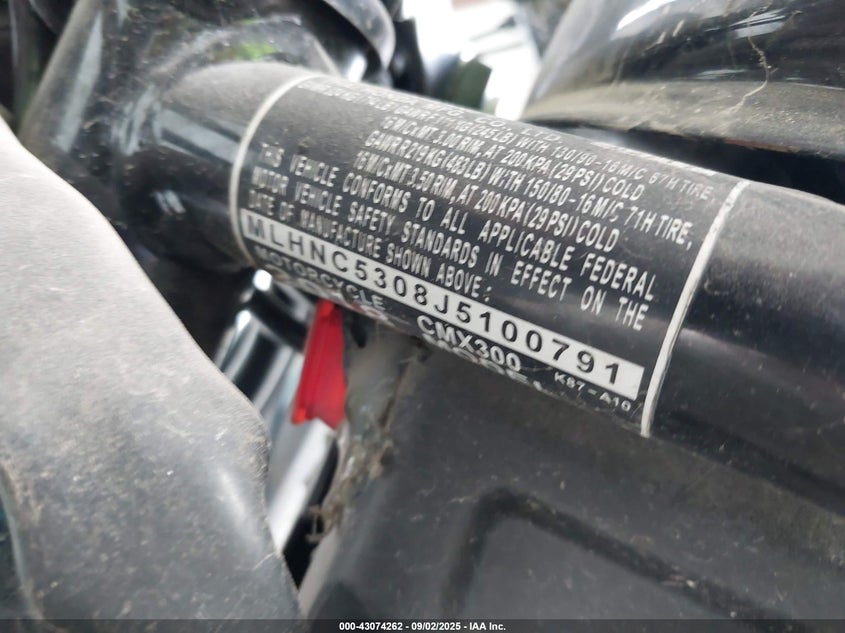 2018 HONDA CMX300 - MLHNC5308J5100791