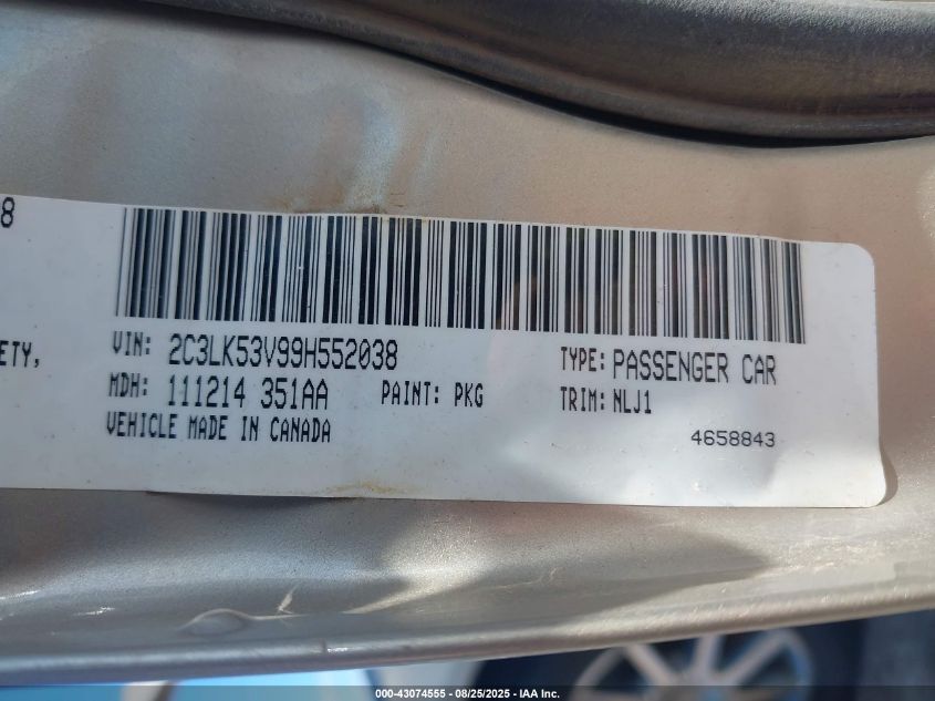 2009 Chrysler 300 Touring/Signature Series VIN: 2C3LK53V99H552038 Lot: 43074555