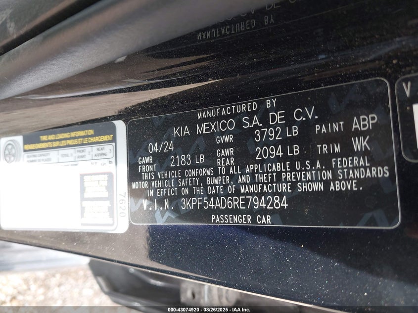 2024 KIA FORTE GT-LINE 3KPF54AD6RE794284