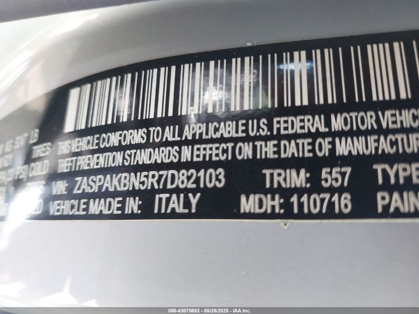 2024 Alfa Romeo Stelvio Ti Awd VIN: ZASPAKBN5R7D82103 Lot: 43075682