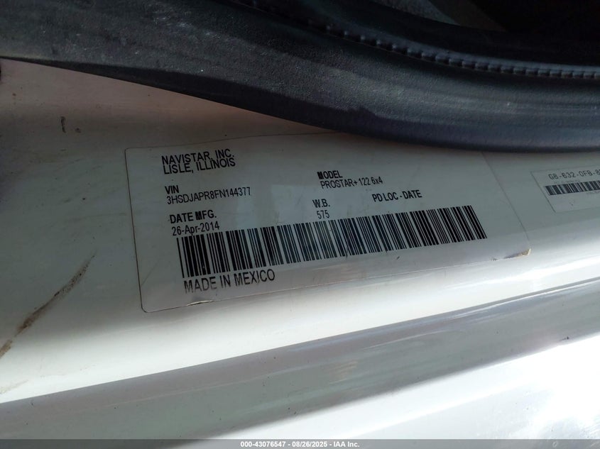 2015 International Prostar VIN: 3HSDJAPR8FN144377 Lot: 43076547