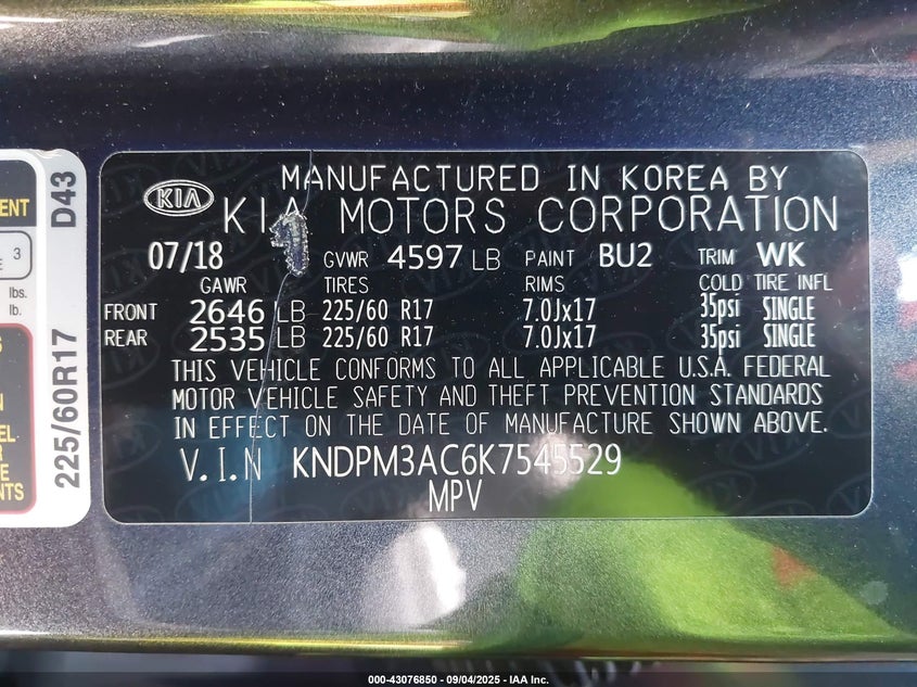 2019 KIA SPORTAGE LX - KNDPM3AC6K7545529