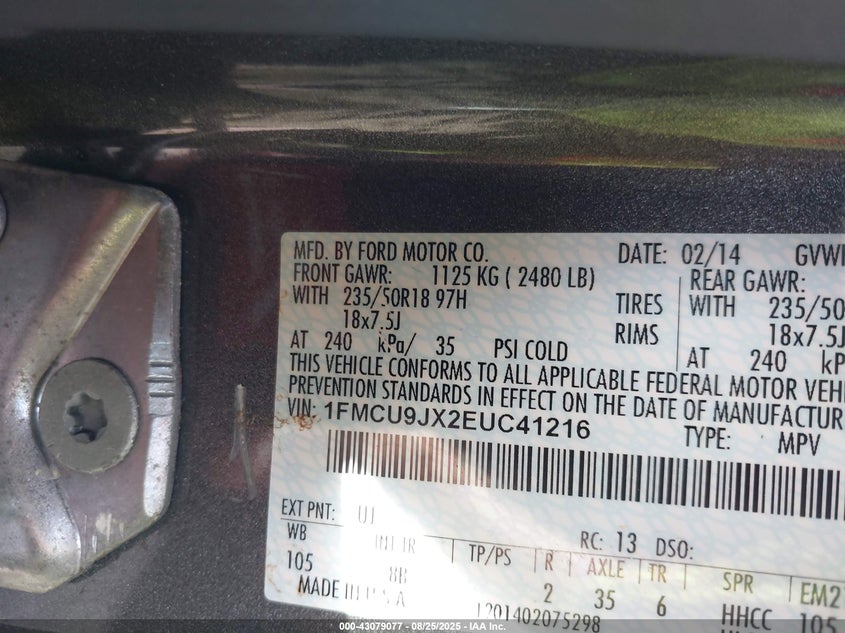 2014 FORD ESCAPE TITANIUM 1FMCU9JX2EUC41216