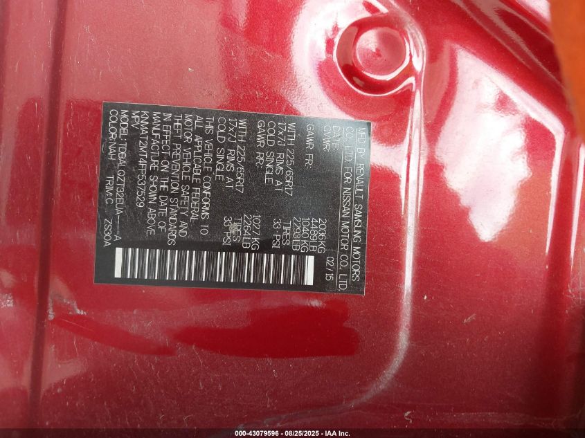 2015 Nissan Rogue Sv VIN: KNMAT2MT4FP537529 Lot: 43079596