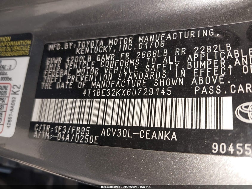 4T1BE32KX6U729145 2006 TOYOTA CAMRY photo no. 9
