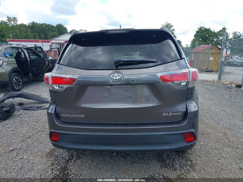 2016 Toyota Highlander Xle V6 VIN: 5TDJKRFH8GS280919 Lot: 43080882