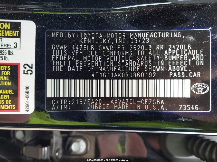 2024 TOYOTA CAMRY SE - 4T1G11AK0RU860192