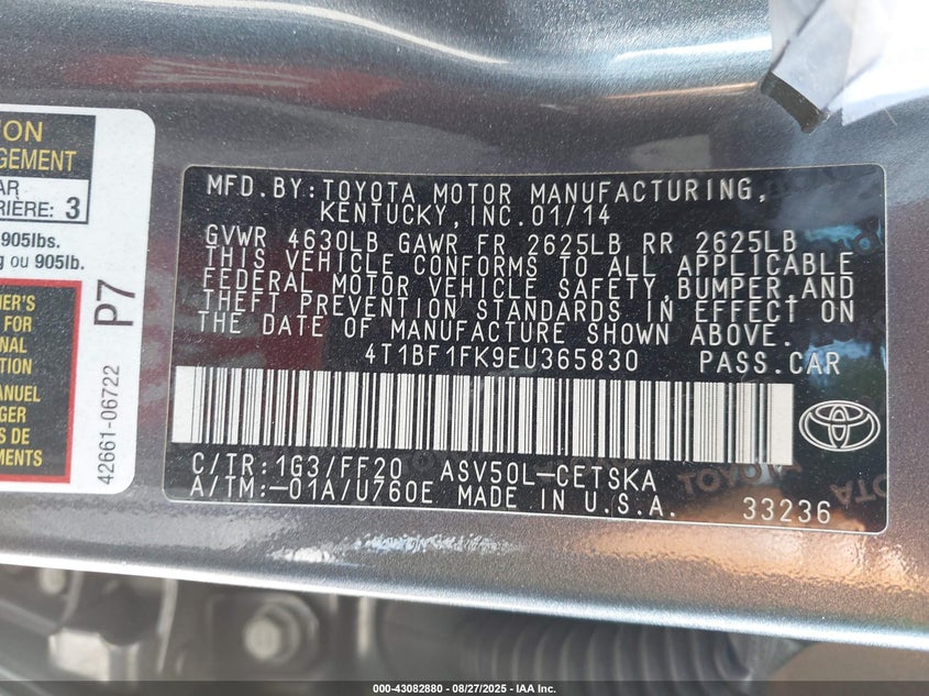 2014 TOYOTA CAMRY SE - 4T1BF1FK9EU365830