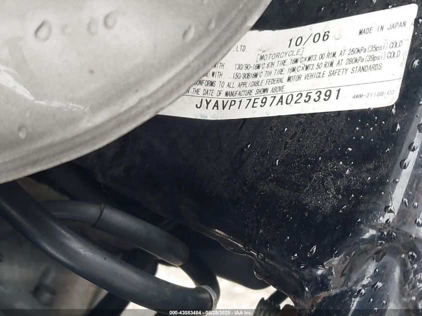 2007 Yamaha Xv1700 A VIN: JYAVP17E97AD25391 Lot: 43083484