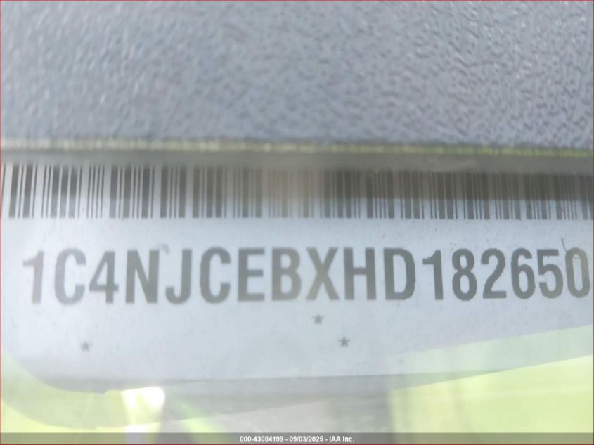 2017 Jeep Compass Latitude Fwd VIN: 1C4NJCEBXHD182650 Lot: 43084199