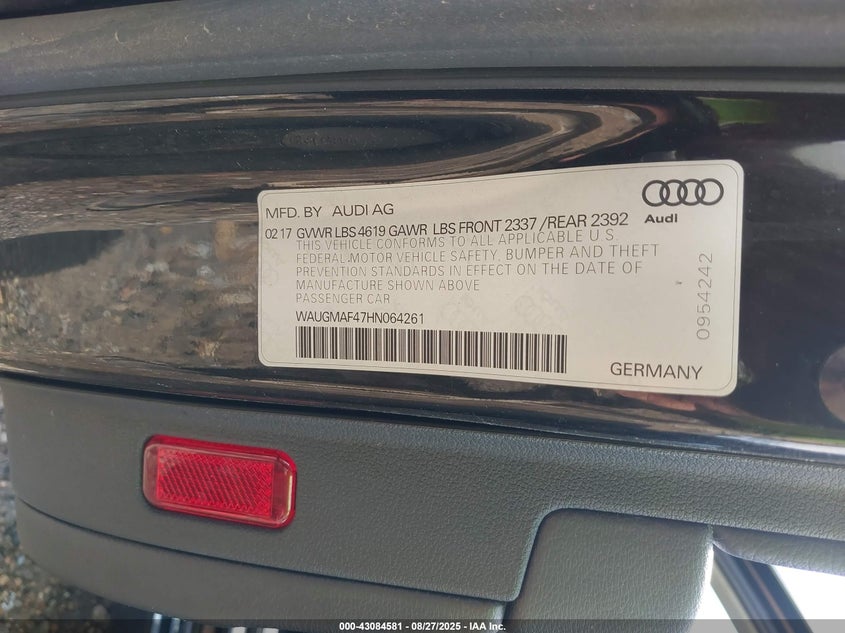 2017 AUDI A4 2.0T ULTRA PREMIUM - WAUGMAF47HN064261