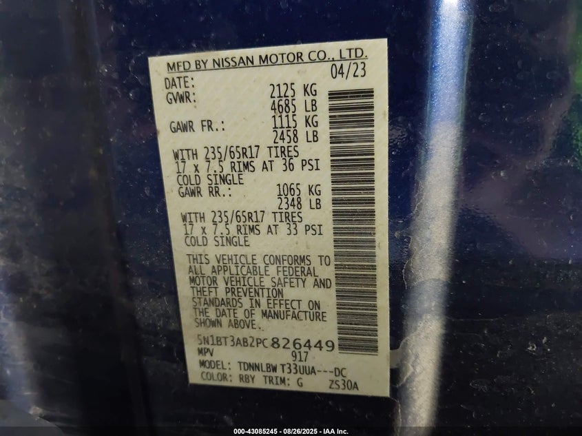 VIN 5N1BT3AB2PC826449 2023 NISSAN ROGUE S INTELLIGENT AWD