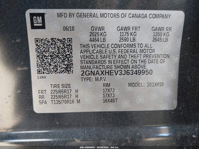 2018 CHEVROLET EQUINOX LS - 2GNAXHEV3J6349950