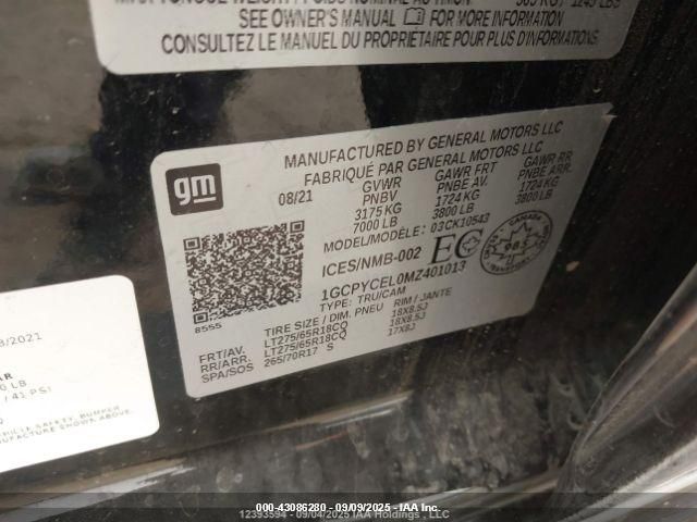 2021 Chevrolet Silverado 1500 VIN: 1GCPYCEL0MZ401013 Lot: 43086280