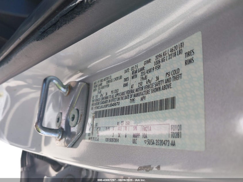 2015 FORD ESCAPE TITANIUM 1FMCU0JX8FUB45670