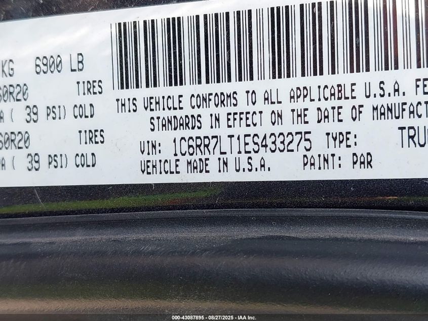 2014 Ram 1500 Lone Star VIN: 1C6RR7LT1ES433275 Lot: 43087895