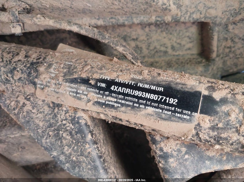 2022 Polaris Ranger Xp 1000 Northstar Premium VIN: 4XARRU993N8077192 Lot: 43088137