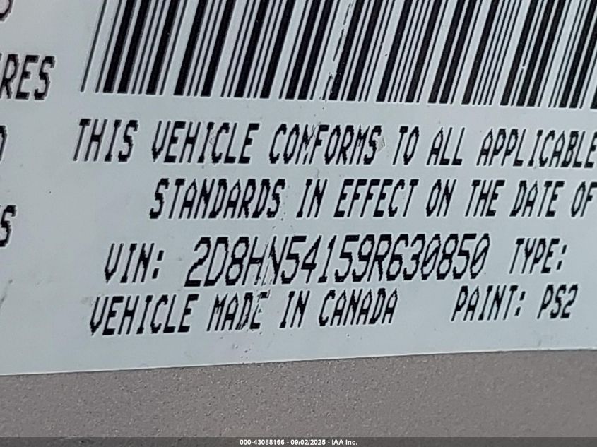 2009 Dodge Grand Caravan Sxt VIN: 2D8HN54159R630850 Lot: 43088166