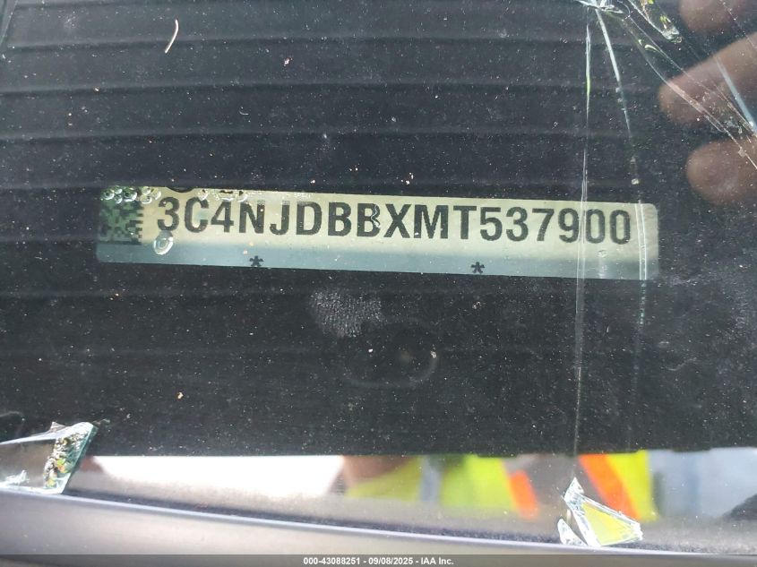 2021 Jeep Compass Latitude 4X4 VIN: 3C4NJDBBXMT537900 Lot: 43088251