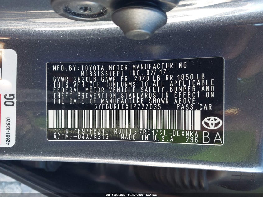 2017 TOYOTA COROLLA LE - 5YFBURHEXHP727035