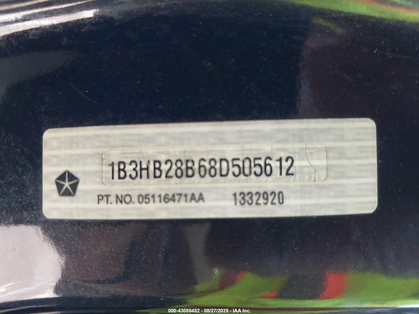 2008 Dodge Caliber Se VIN: 1B3HB28B68D505612 Lot: 43088452