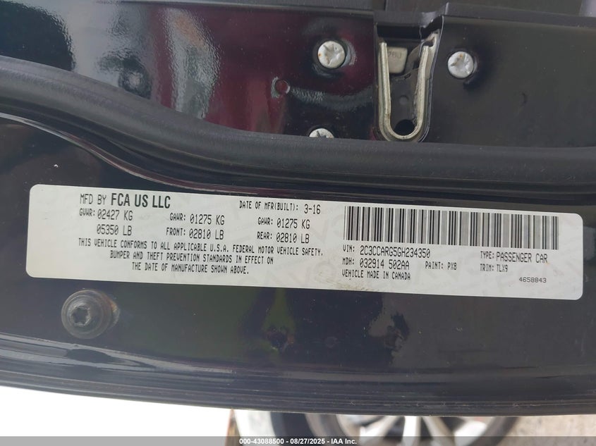 2016 CHRYSLER 300 LIMITED - 2C3CCARG5GH234350