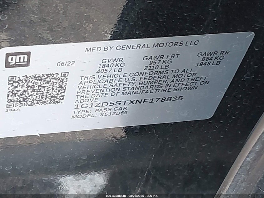 2022 CHEVROLET MALIBU FWD LT - 1G1ZD5STXNF178835