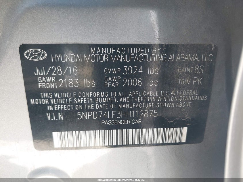 5NPD74LF3HH112875 2017 HYUNDAI ELANTRA photo no. 9