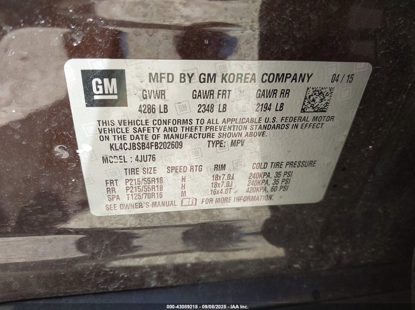 2015 BUICK ENCORE CONVENIENCE - KL4CJBSB4FB202609