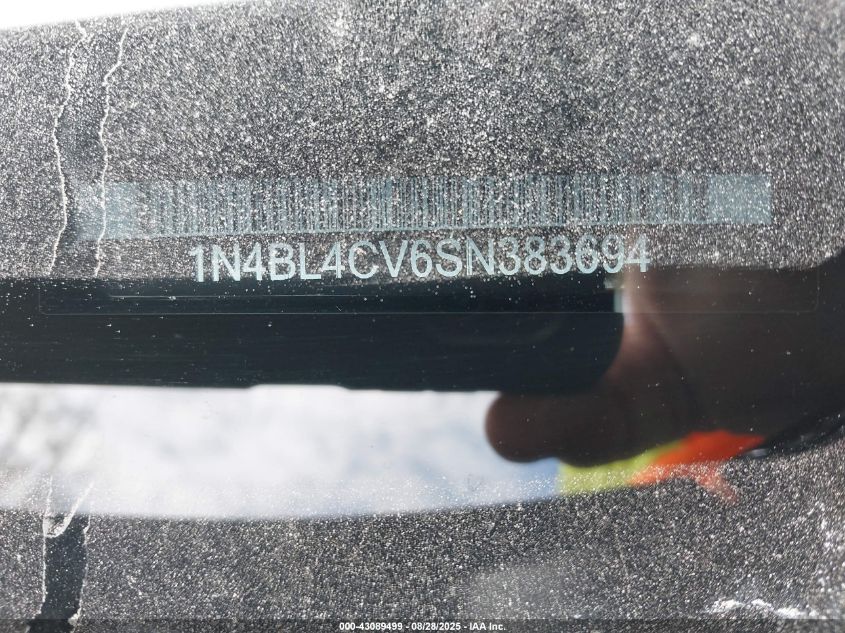 2025 Nissan Altima Sr Fwd VIN: 1N4BL4CV6SN383694 Lot: 43089499