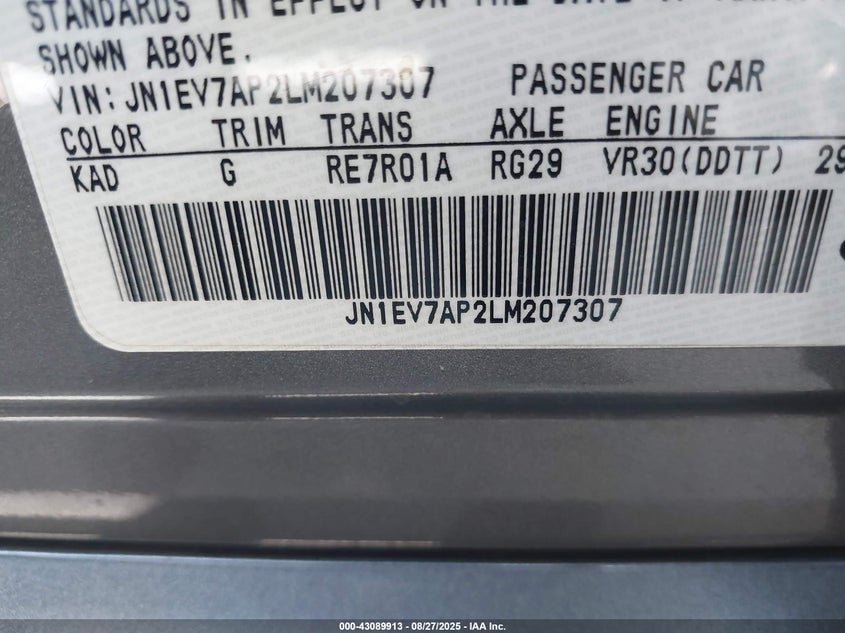 2020 INFINITI Q50 PURE/LUXE/SPORT/EDITION 30 - JN1EV7AP2LM207307