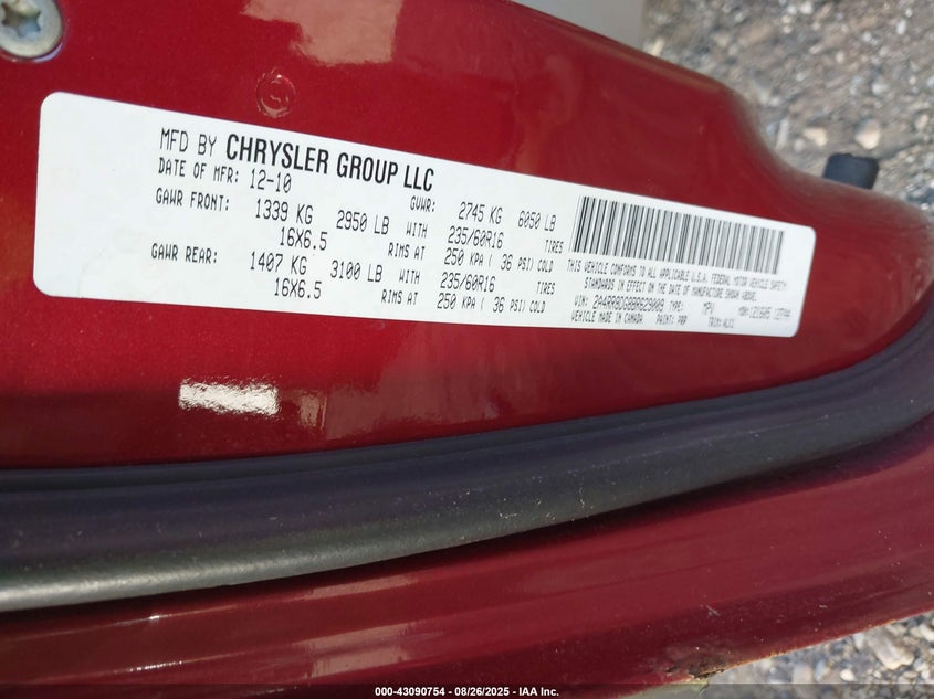 2A4RR8DG8BR629009 2011 CHRYSLER TOWN & COUNTRY photo no. 9