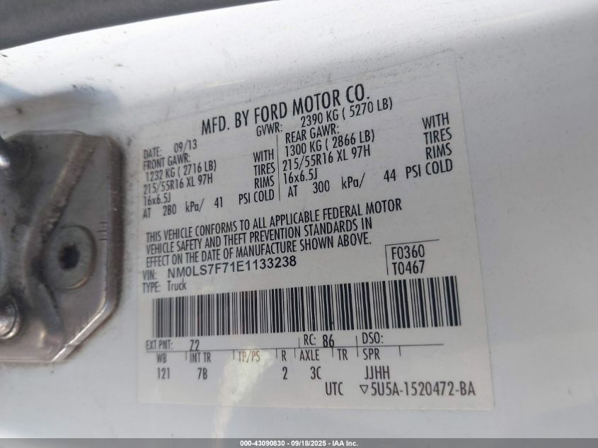 2014 Ford Transit Connect Xlt VIN: NM0LS7F71E1133238 Lot: 43090830