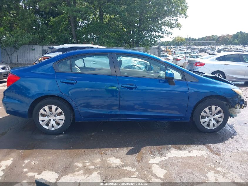 2012 Honda Civic Lx VIN: 2HGFB2F59CH514529 Lot: 43091565