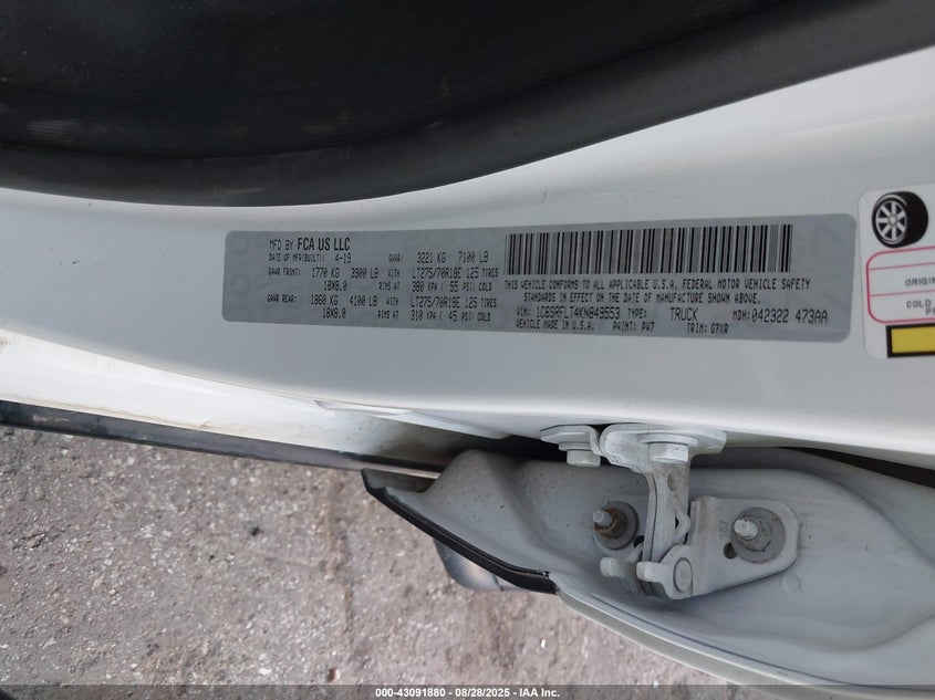 2019 Ram 1500 Rebel 4X4 5'7 Box VIN: 1C6SRFLT4KN849553 Lot: 43091880