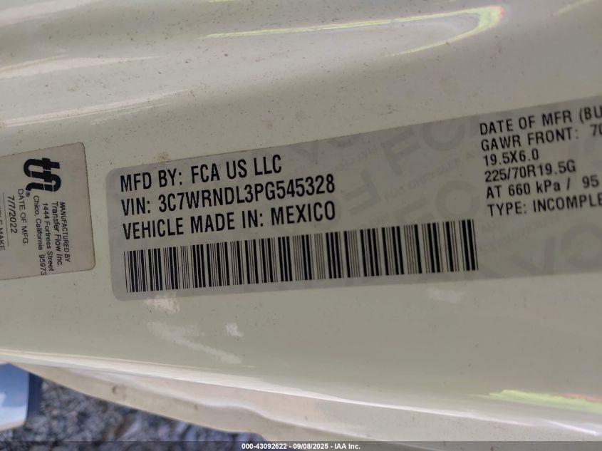 2023 Ram 5500 Chassis Tradesman/Slt VIN: 3C7WRNDL3PG545328 Lot: 43092622