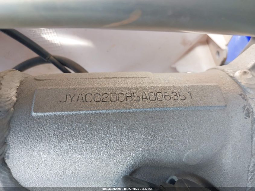 2005 Yamaha Yz250 VIN: JYACG20C85A006351 Lot: 43092690