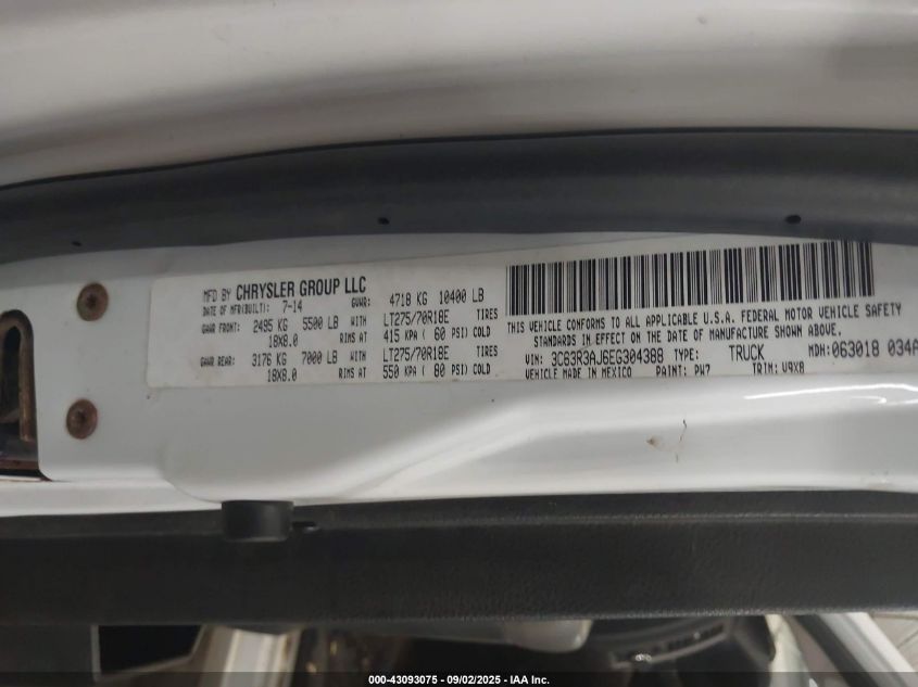 2014 Ram 3500 Tradesman VIN: 3C63R3AJ6EG304388 Lot: 43093075