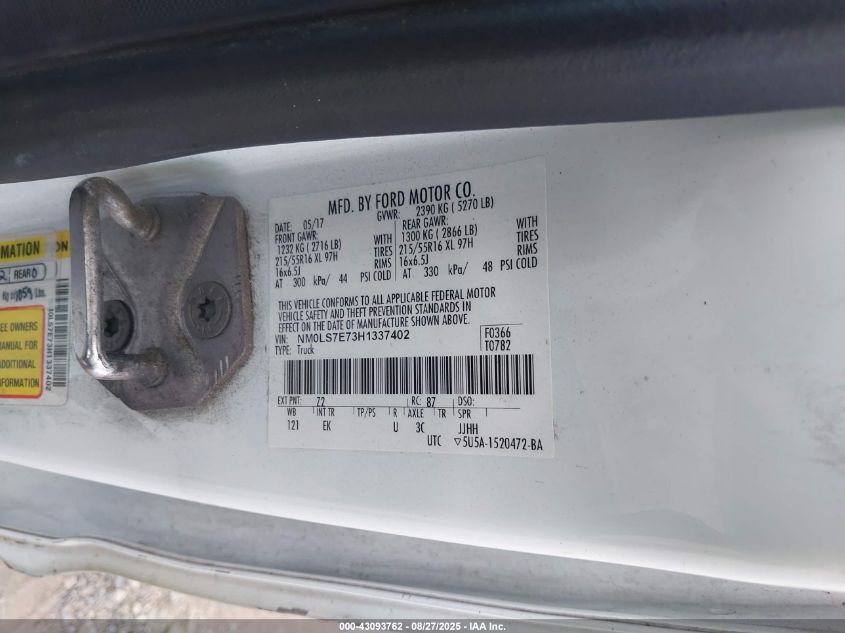 2017 Ford Transit Connect Xl VIN: NM0LS7E73H1337402 Lot: 43093762