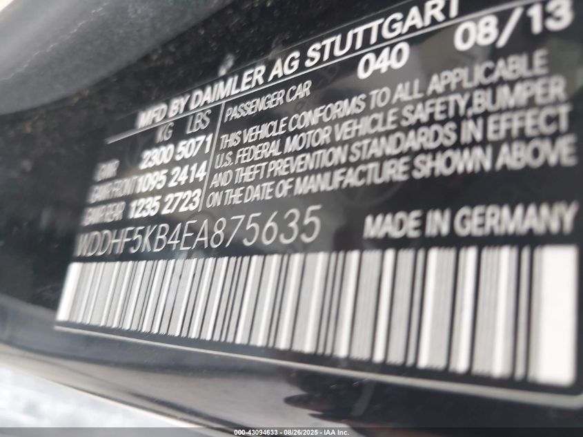 2014 Mercedes-Benz E 350 VIN: WDDHF5KB4EA875635 Lot: 43094633