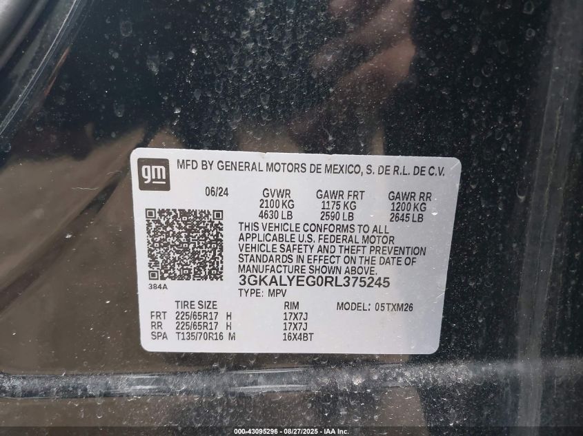 2024 GMC Terrain Awd At4 VIN: 3GKALYEG0RL375245 Lot: 43095296