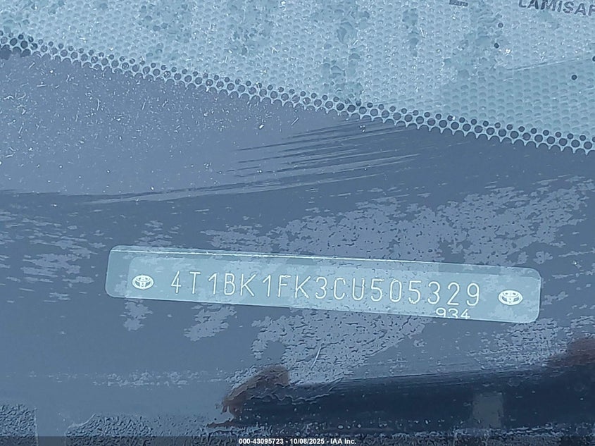4T1BK1FK3CU505329 2012 TOYOTA CAMRY photo no. 9
