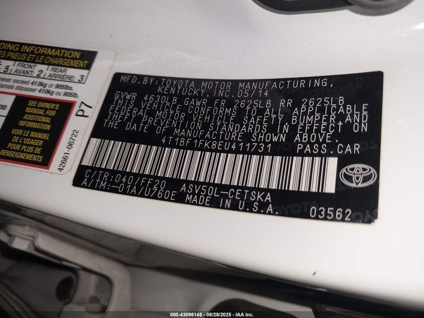 2014 TOYOTA CAMRY SE - 4T1BF1FK8EU411731