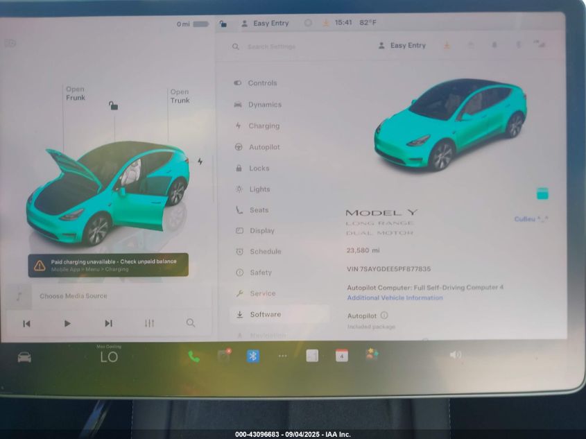2023 Tesla Model Y Awd/Long Range Dual Motor All-Wheel Drive VIN: 7SAYGDEE5PF877835 Lot: 43096683